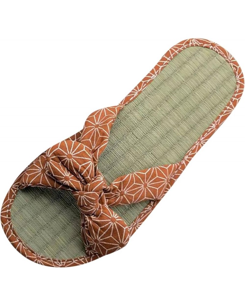 Slippers for Women Flat Slippers Comfortable Non Slip Sandals Silent Rattan Tie up Sandals for Women Low (Blue, 7.5) Brown 9....