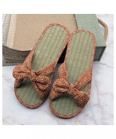 Slippers for Women Flat Slippers Comfortable Non Slip Sandals Silent Rattan Tie up Sandals for Women Low (Blue, 7.5) Brown 9....