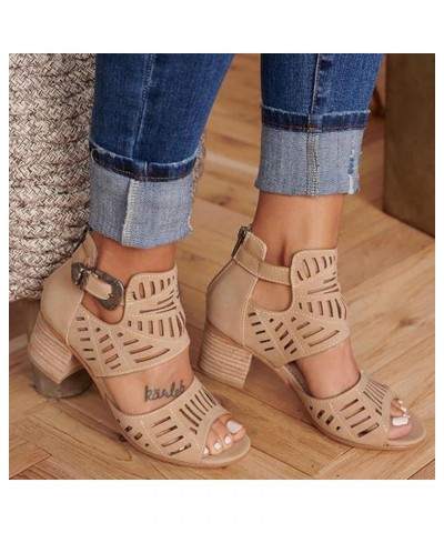 Women Sandals,High Heel Gladiator Buckle Strap Shoes Women Summer Ladies Sandals 36 Apricot $23.39 Sandals