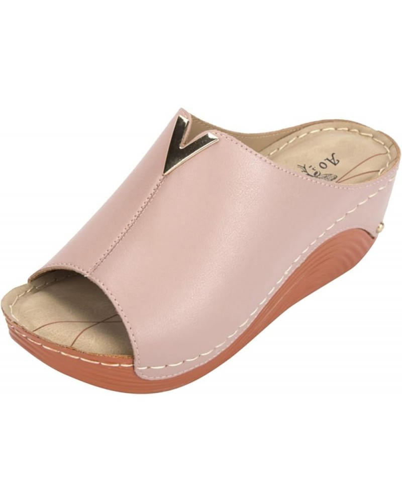 platform wedge sandals womens heels sandal heels shoes for women platform flip flops for women beach sandals Z 03-pink $13.68...