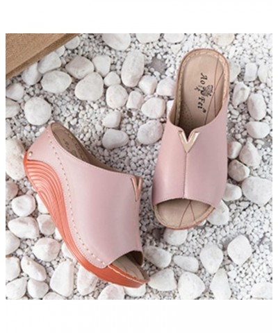 platform wedge sandals womens heels sandal heels shoes for women platform flip flops for women beach sandals Z 03-pink $13.68...