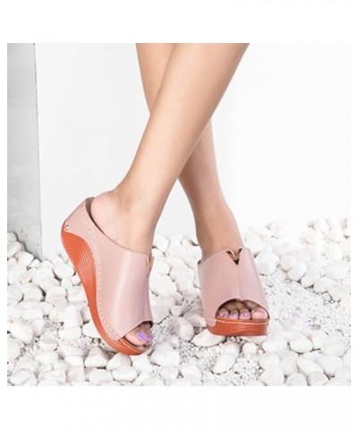 platform wedge sandals womens heels sandal heels shoes for women platform flip flops for women beach sandals Z 03-pink $13.68...