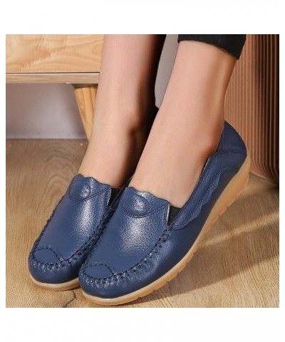 Casual Shoes for Women Dressy Wide Width Slip on Loafers Round Toe Comfortable Classic Leather Flats Shoes Soft Sole Non-Slip...