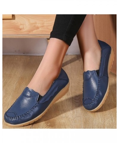 Casual Shoes for Women Dressy Wide Width Slip on Loafers Round Toe Comfortable Classic Leather Flats Shoes Soft Sole Non-Slip...