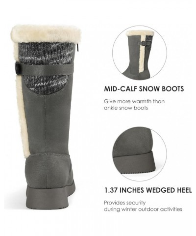 Womens Winter Snow Boots Mid-Calf Fashion Furry Warm Tall Boot Grey $25.29 Outdoor Shoes