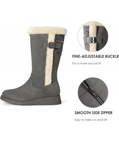 Womens Winter Snow Boots Mid-Calf Fashion Furry Warm Tall Boot Grey $25.29 Outdoor Shoes