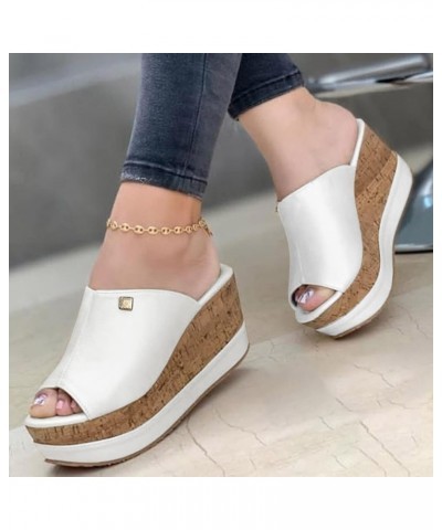 Wedge Womens Flip Flop Socks Winter Chancletas De Mujer Sandals Women Slides Ballet Flats For Women Sandals Size 7.5 D White-...