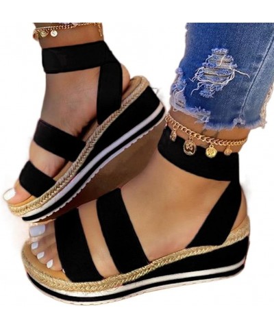 Women Wedge Sandals Summer Shoes Ethnic Print Fashion Casual Shoes Lace Up Shoes Woman Beach Shoes Sandals (Color : Yellow, S...