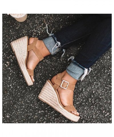 Womens Wedge Sandals Flower Low Heel Platform Sandals Elastic Ankle Strap Espadrilles Sandals Summer Casual Comfortable Shoes...