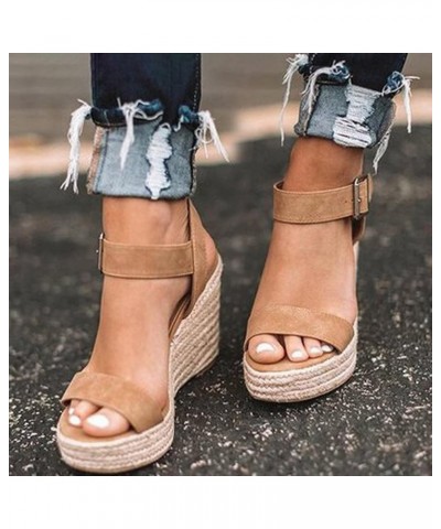 Womens Wedge Sandals Flower Low Heel Platform Sandals Elastic Ankle Strap Espadrilles Sandals Summer Casual Comfortable Shoes...