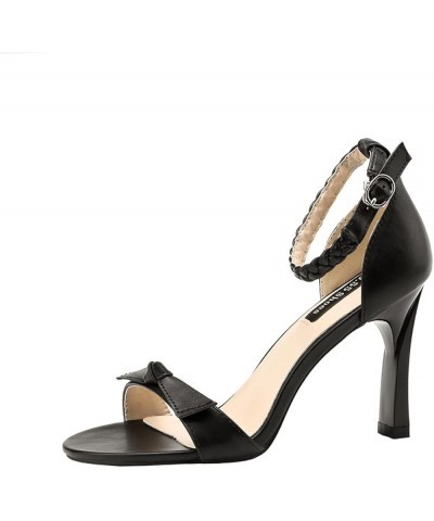 Summer Women's Ultralight Stiletto Heeled Sandals Sexy Ladies Dress Sandals with Comfortable Buckle Black $20.47 Sandals