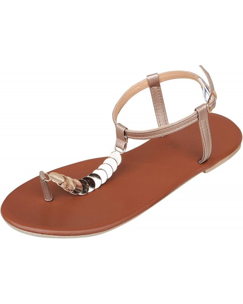 Women's Heeled Sandals wide width summer wedges sandals women women's flat sandals walking sandals women Gold $10.67 Sandals