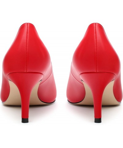 Women's Pointed Toe Wedding Slip On Matte Dress Stiletto Mid Heel Daily Pumps Shoes 2.55 Inch Red Matte $28.75 Pumps