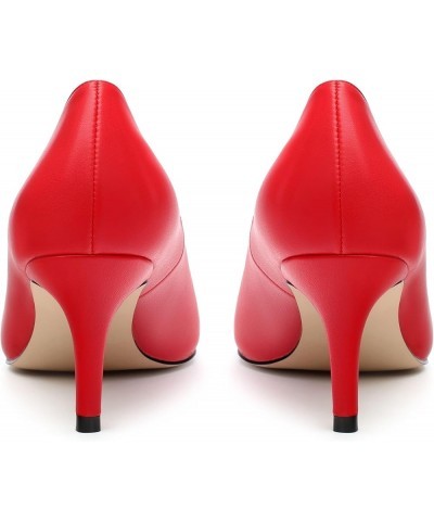 Women's Pointed Toe Wedding Slip On Matte Dress Stiletto Mid Heel Daily Pumps Shoes 2.55 Inch Red Matte $28.75 Pumps