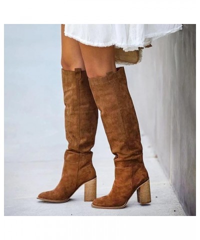 Knee High Boots Size 9 Women Boots Women's for Women Booties Boots Chunky Boots Knee-Hign Retro Heel Shoes Women's Boots Wint...