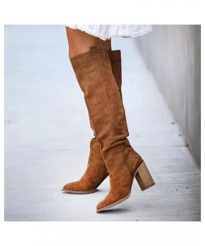 Knee High Boots Size 9 Women Boots Women's for Women Booties Boots Chunky Boots Knee-Hign Retro Heel Shoes Women's Boots Wint...