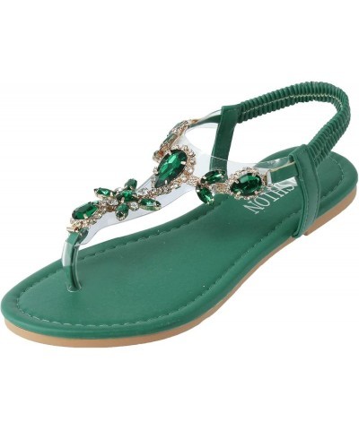 Women's Orthopedic Slippers Ladies Fashion Summer Rhinestone Elastic Band Flat Flip Flops Outer Beach Sandals 8 Green $14.67 ...