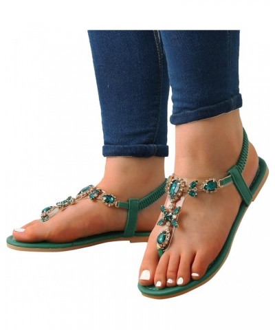 Women's Orthopedic Slippers Ladies Fashion Summer Rhinestone Elastic Band Flat Flip Flops Outer Beach Sandals 8 Green $14.67 ...