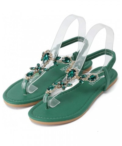 Women's Orthopedic Slippers Ladies Fashion Summer Rhinestone Elastic Band Flat Flip Flops Outer Beach Sandals 8 Green $14.67 ...