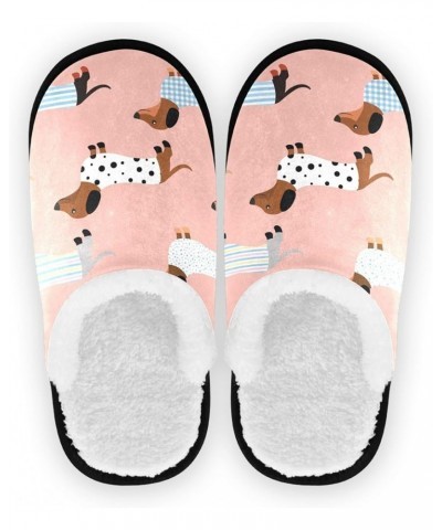 Funny Dachshund Fuzzy Women's Slippers, Cute Dog Medium Fluffy Coral Fleece Travel House Shoes Indoor Outdoor Pattern $10.78 ...