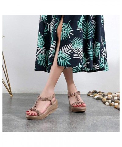 Wedges for Women Dressy Summer, Women's Platform Sandals Cute Boho Roman Flower Decor Elastic Ankle Strap Comfortable Open To...