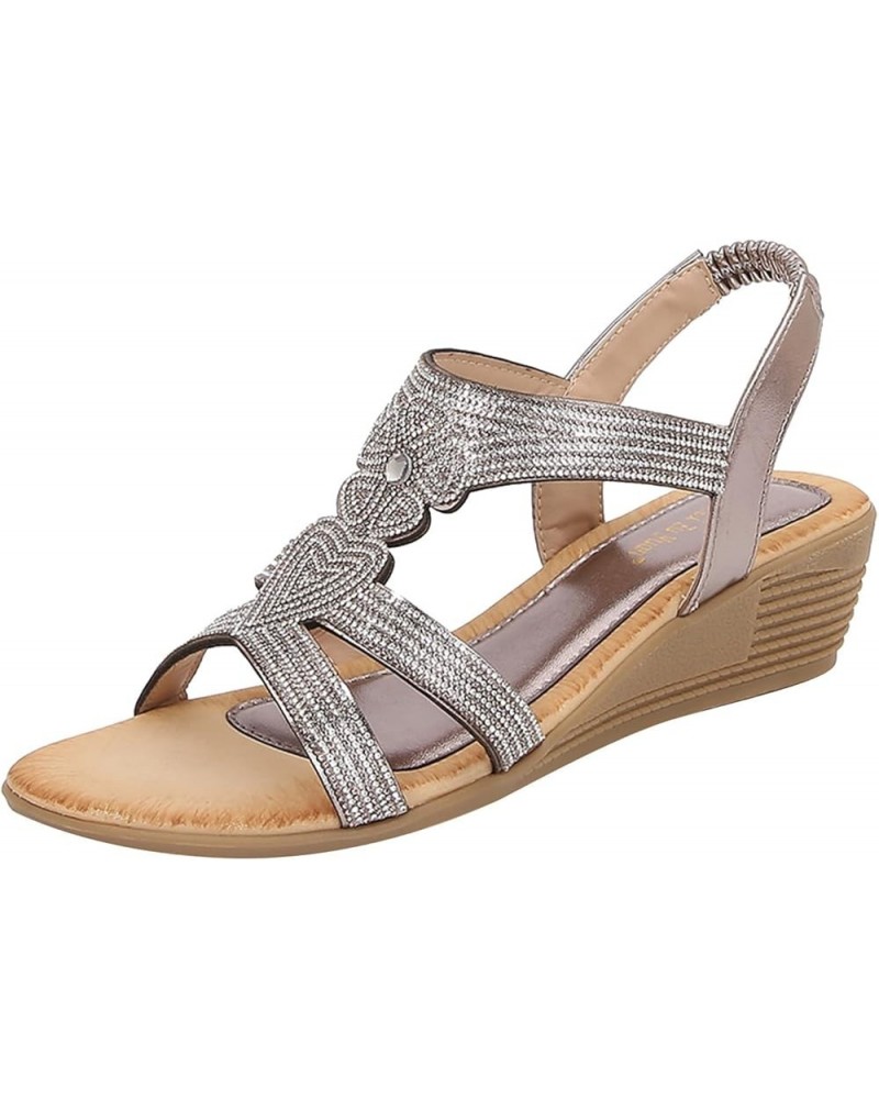 Women's Ankle Strap Two Strap Low Wedges Sandals Beach Bohemian Flats Open Square Toe Flip Flop Shoe 54-zoxro-grey-h $10.01 S...