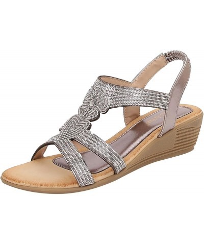 Women's Ankle Strap Two Strap Low Wedges Sandals Beach Bohemian Flats Open Square Toe Flip Flop Shoe 54-zoxro-grey-h $10.01 S...