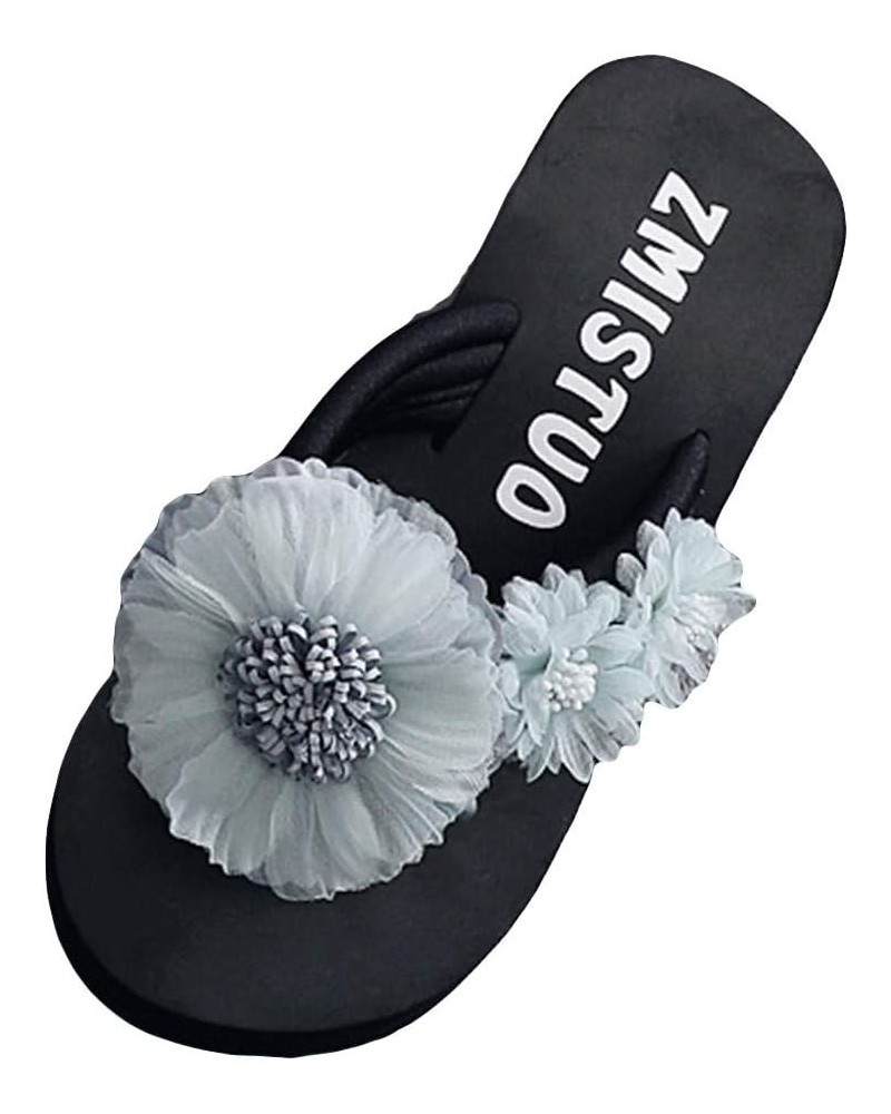 Flop Flower Toe Slipper Open Fashion Wedges Women Shoes Slip-on Flip Flops for Women Wide Width Comfortable (Navy, 5.5) 6 Lig...