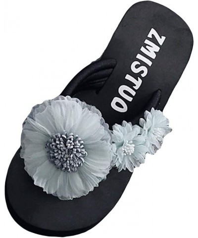 Flop Flower Toe Slipper Open Fashion Wedges Women Shoes Slip-on Flip Flops for Women Wide Width Comfortable (Navy, 5.5) 6 Lig...