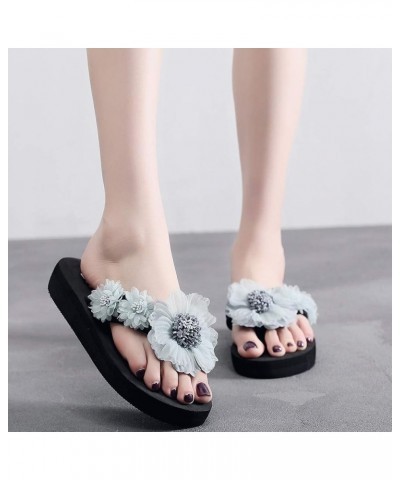 Flop Flower Toe Slipper Open Fashion Wedges Women Shoes Slip-on Flip Flops for Women Wide Width Comfortable (Navy, 5.5) 6 Lig...