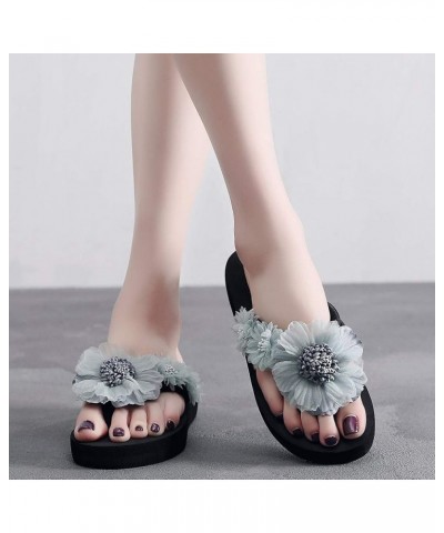 Flop Flower Toe Slipper Open Fashion Wedges Women Shoes Slip-on Flip Flops for Women Wide Width Comfortable (Navy, 5.5) 6 Lig...