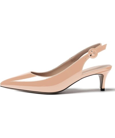 Women's Pointed Toe Slingback Ankle Strap Patent Kitten Low Heel Pumps Office Work Dress Shoes 2 Inch Beige $37.49 Pumps