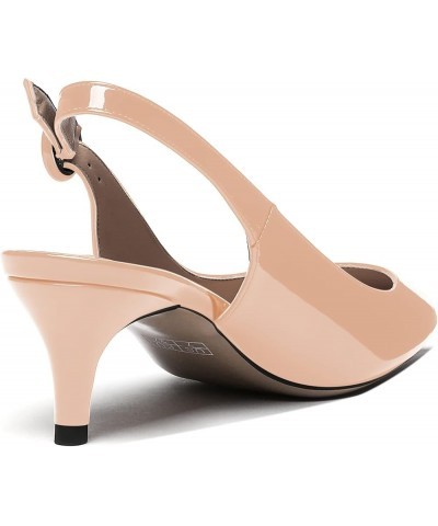 Women's Pointed Toe Slingback Ankle Strap Patent Kitten Low Heel Pumps Office Work Dress Shoes 2 Inch Beige $37.49 Pumps