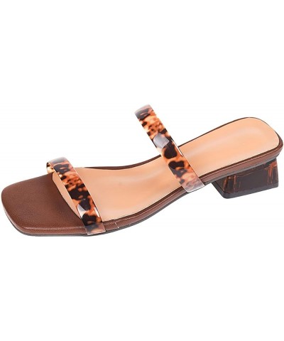 Low Block Heels for Women, Summer Women's High Heels Breathable Lace-up Shoes Casual Toe-knob Sandals Z 12-brown $13.34 Sandals