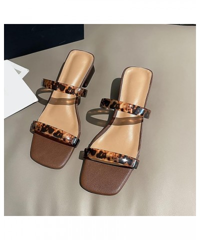 Low Block Heels for Women, Summer Women's High Heels Breathable Lace-up Shoes Casual Toe-knob Sandals Z 12-brown $13.34 Sandals