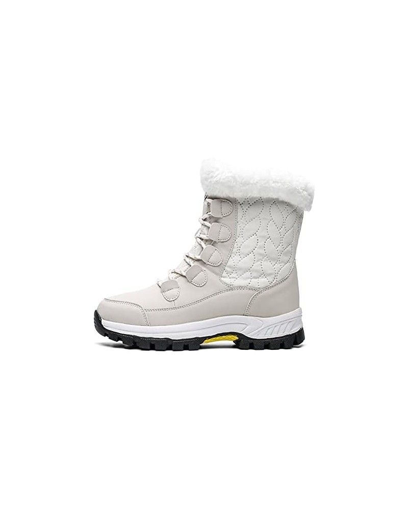 Women's winter waterproof plush and warm snow boots Beige $29.41 Boots