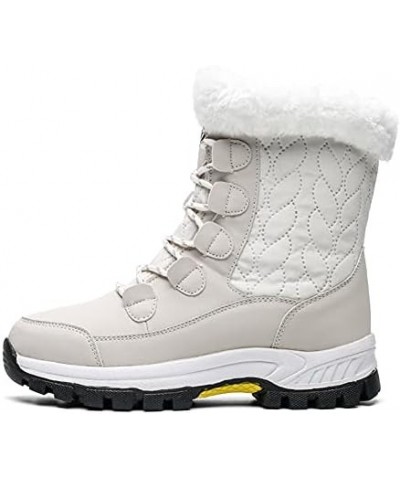 Women's winter waterproof plush and warm snow boots Beige $29.41 Boots