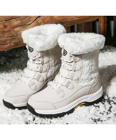 Women's winter waterproof plush and warm snow boots Beige $29.41 Boots