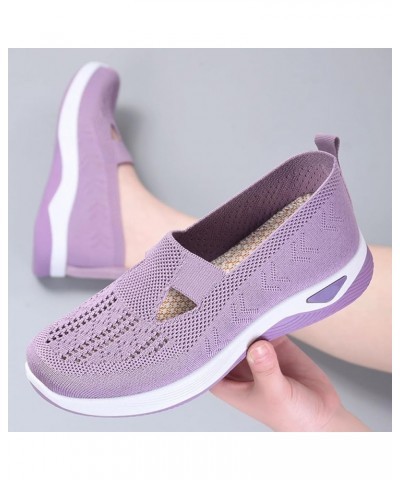 Women's Woven Orthopedic Breathable Soft Shoes, Go Walking Slip On Diabetic Foam Sneaker Grey $14.61 Athletic Shoes