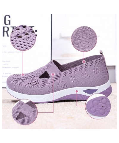 Women's Woven Orthopedic Breathable Soft Shoes, Go Walking Slip On Diabetic Foam Sneaker Grey $14.61 Athletic Shoes