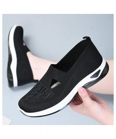 Women's Woven Orthopedic Breathable Soft Shoes, Go Walking Slip On Diabetic Foam Sneaker Grey $14.61 Athletic Shoes