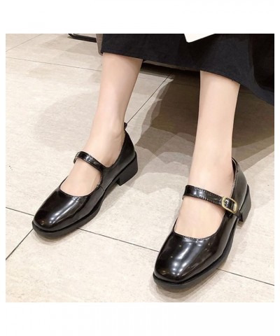 Fashion Autumn Women Casual Shoes Low Heel Thick Heel Buckle Square Toe Solid Color Comfortable Casual Shoes Black $19.14 Boots