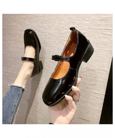 Fashion Autumn Women Casual Shoes Low Heel Thick Heel Buckle Square Toe Solid Color Comfortable Casual Shoes Black $19.14 Boots