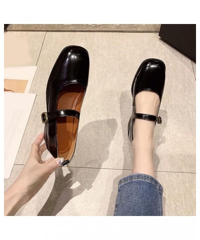 Fashion Autumn Women Casual Shoes Low Heel Thick Heel Buckle Square Toe Solid Color Comfortable Casual Shoes Black $19.14 Boots