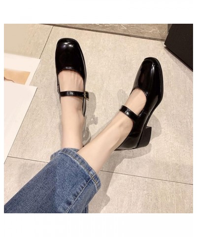 Fashion Autumn Women Casual Shoes Low Heel Thick Heel Buckle Square Toe Solid Color Comfortable Casual Shoes Black $19.14 Boots