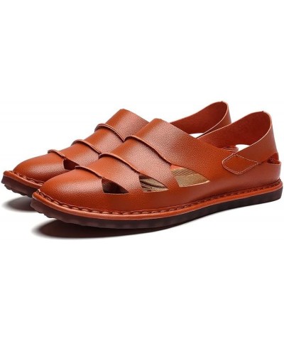 Sandals For Men Outdoor Water Shoes Slip On Style PU Leather Hollow Pliable Anti-collision Toe Rubber Sole Light Palm $36.93 ...