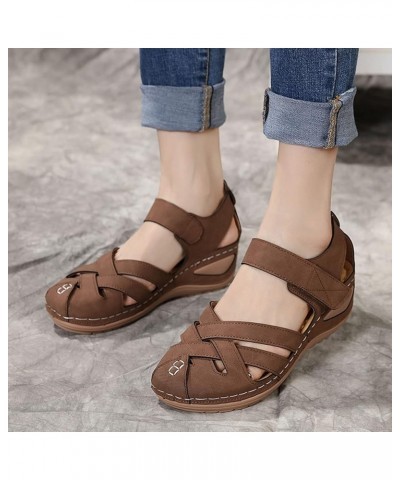 Womens Chunky Heel Sandals Wedding Shoes Roman Shoes Wedges Ankle Sandals Soft Platform Wedge Heel Brown $23.49 Outdoor Shoes