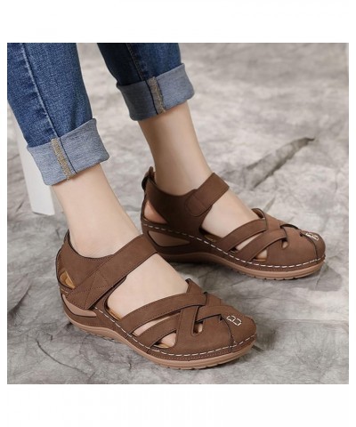 Womens Chunky Heel Sandals Wedding Shoes Roman Shoes Wedges Ankle Sandals Soft Platform Wedge Heel Brown $23.49 Outdoor Shoes