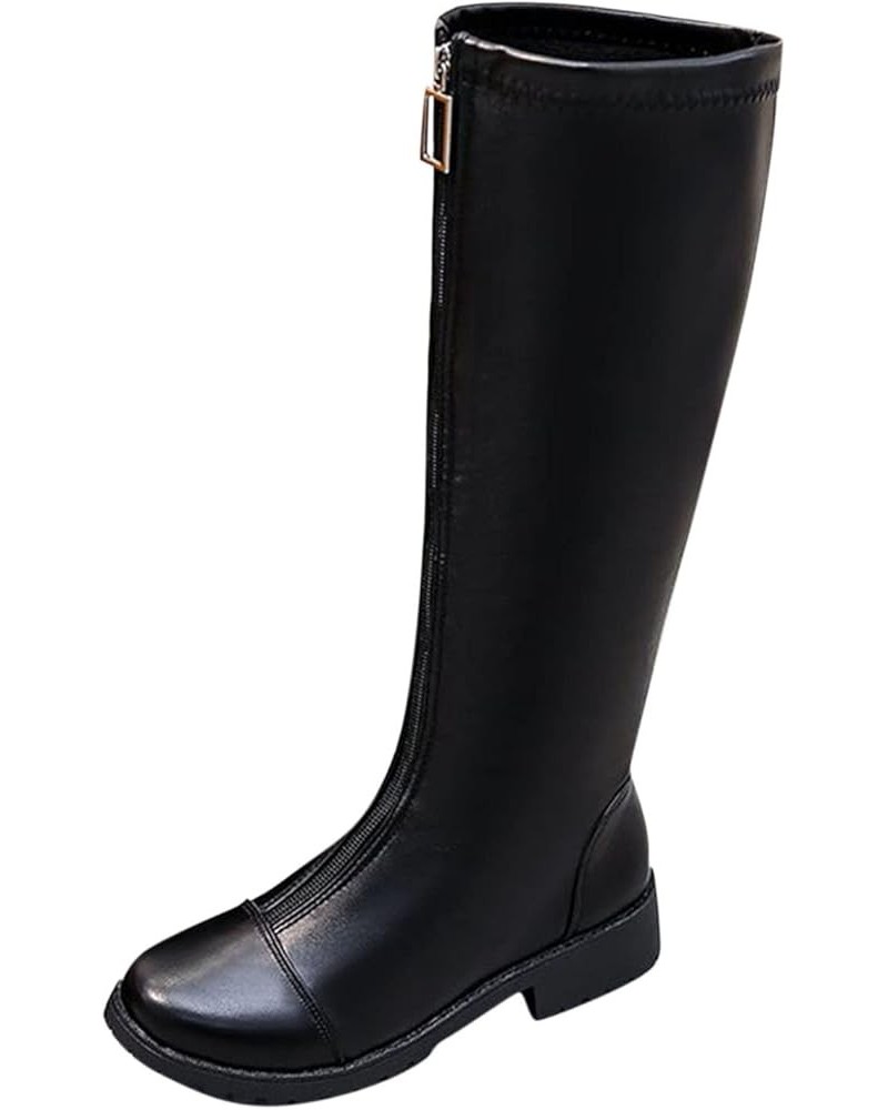 Knee High Boots Riding Boots With Zipper Riding Boots for Women Pull On Boots C-black $21.75 Boots