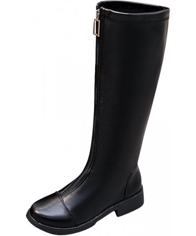 Knee High Boots Riding Boots With Zipper Riding Boots for Women Pull On Boots C-black $21.75 Boots